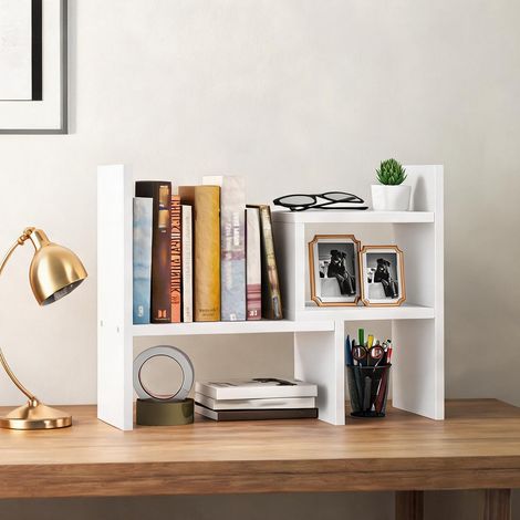 Étagère de bureau modulable 2 pièces MDF blanc rangement en MDF (1/5)