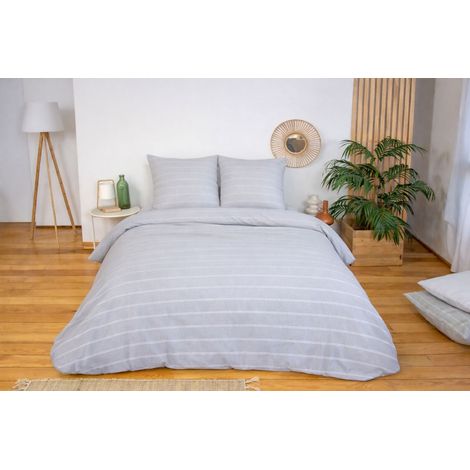 Parure de lit PALOMAGIA – Microfibre lavée 240x260cm - 220x240cm - Gris
