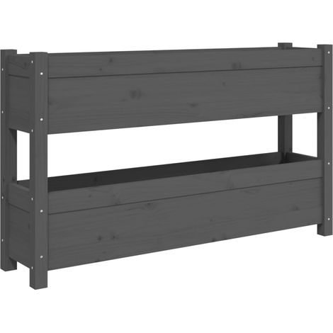 Vassoio per fioriera aiuola rialzata piante fiori terrazza giardino 112 x 25 x 66 cm legno massello di pino grigio 020037400
