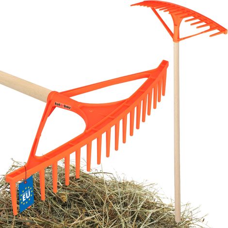 KOTARBAU® Rateau Jardin - Rateau à Feuilles - Plastique - 64 cm - Orange - 18 Dents - avec Manche - Outil Jardinage Léger - Ramasse Herbe - Gazon - Branches Déchets (1/5)
