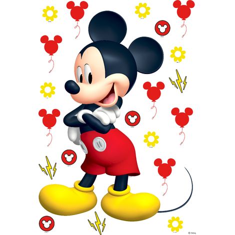 sticker mural Mickey Mouse jaune et rouge  - Disney