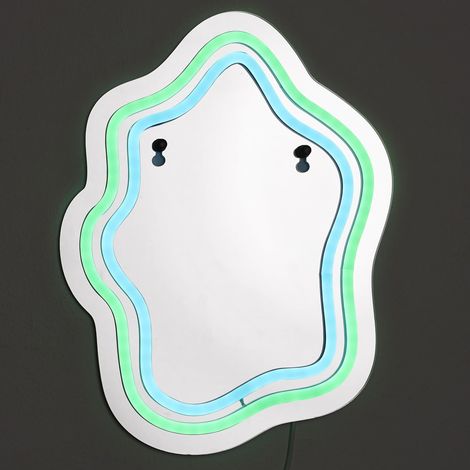 Miroir LED Effet Néon Design Moderne et Élégant Rose (1/5)
