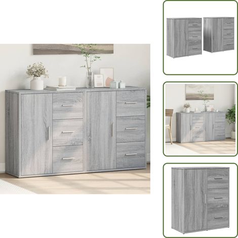 Credenze per casa - vidaXL Credenze 2 pz Grigio Sonoma 60x31x70 cm in Legno Multistrato - Credenze per soggiorno