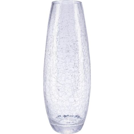 Atmosphera – Vase en verre craquelé 40cm – Transparent – Forme ronde – D. 15cm – Accessoire décoratif moderne