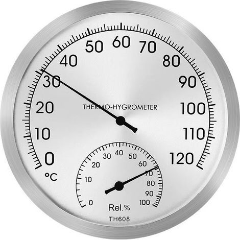Thermomètre d'ambiance analogique à l'intérieur en acier inoxydable - thermomètre d'ambiance élégant et précis pour mesurer avec précision la température ambiante - Ø 12.5 cm (1/4)