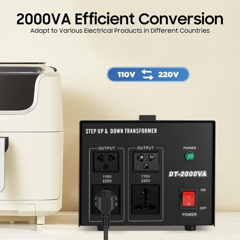 Convertisseur de tension 2000 W - Convertisseur Step Up Down - Transformateur 220 V vers 110 V Step Up & Step Down - Convertisseur de tension 110 V vers 220 V (1/5)