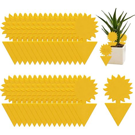 Lot de 60 pièges jaunes collants double face, 130x80mm, anti-moucherons et mouches du terreau, résistants UV et étanches, pour plant (1/5)
