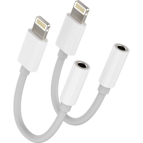 Adaptateur casque Câble Aux Écouteurs Jack Casque Accessoires 2Pack Répartiteur 3,5 Port Prise casque pour 14 13 12 11 Pro Max Mini 7 8 Plus X SE XS XR pour Air (1/5)