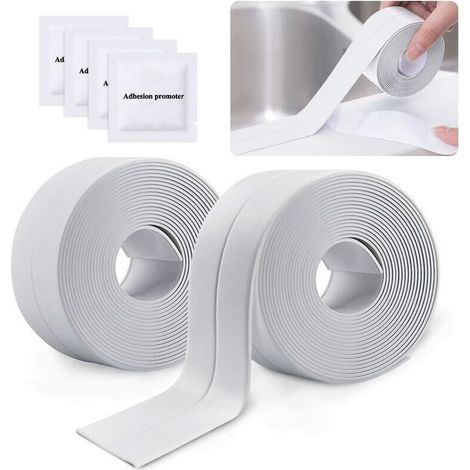 Rollen selbstklebendes, wasserdichtes Dichtungsband, PVC-Klebeband zum Abdichten von Wänden, Dusche, Toilette, Küche, Badezimmer (Weiß) (1/4)