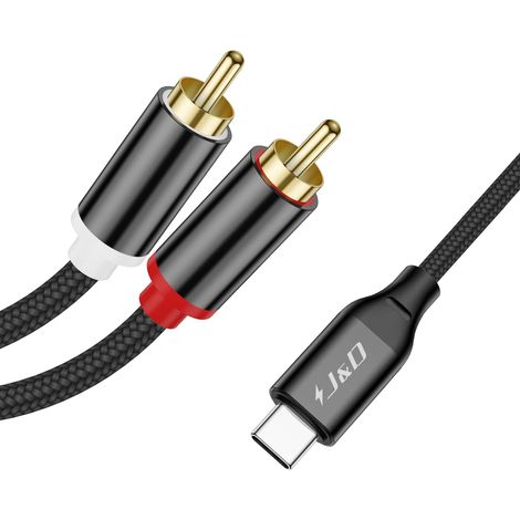 Câble Audio USB C vers RCA, Cordon Convertisseur Audio Stéréo Tressé Type-C Mâle vers 2 RCA Mâle Câble Y Splitter Compatible avec Google Pixel 10/9/8, iPhone 16/17 series, 1 m (1/5)