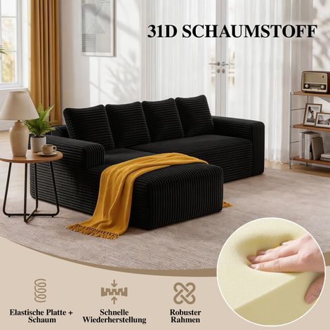 Divano componibile Cloud con chaise longue a L, divano modulare moderno con seduta profonda, divani imbottiti con chaise longue a destra per soggiorno e camera da letto, nessun montaggio richiesto, ne (1/5)