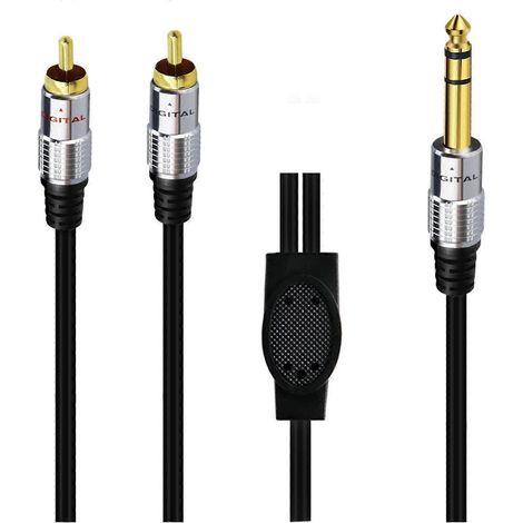 Câble adaptateur répartiteur stéréo mâle 6,35 mm 1/4 pouce vers 2 RCA femelle/mâle, câble de connexion de signal audio, 25 cm/150 cm. (1/5)