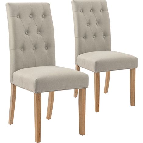 Lot de 2 chaises capitonnées Gaya tissu beige (1/3)