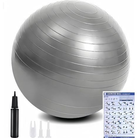 Ballon Fitness, Ballon Yoga Anti-Explosif Ultra-épaisse avec Pompe Pied Gonflable, Balle de Fitness pour Sport, Yoga, Pilates, Grossesse et l'accouchement Artificiel - 65/55CM (1/5)