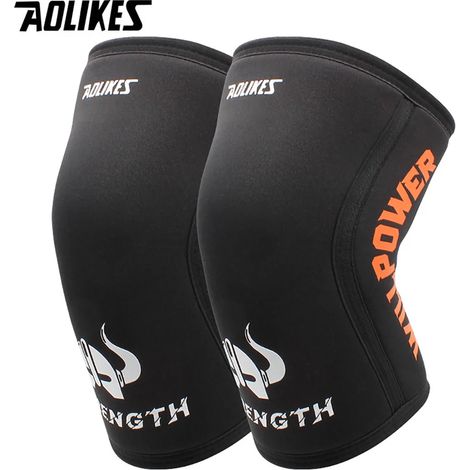 (Taille XL) 1 paire de genouillères de sport en néoprène de 7 mm, unisexe, adaptées à l'entraînement d'haltérophilie. (1/4)