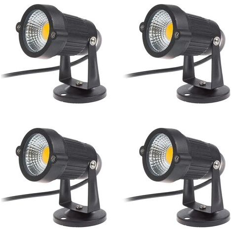 Lot de 4 Spot LED Cob 5W 220V Spots Jardin Orientables Luminaires Extérieur Jardin Terrasse(Blanc Chaud) (1/5)