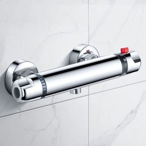 (Chrome)Robinet Douche Thermostatique Mitigeur Valve Mur - Gris - Chromé - trou unique G1/2- Baignoire (1/5)