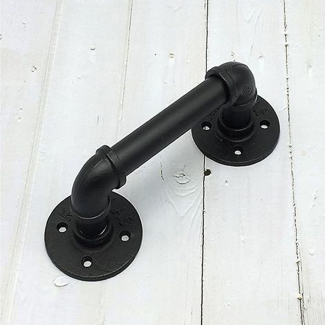Rambarde en tuyau de fer noir style industriel rétro pour escaliers, murs, loft, couloir (1/3)