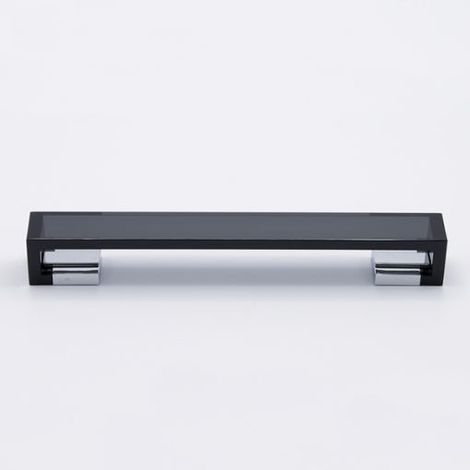 Maniglia pvc per cucina Tipo Omega effetto vetro fumè con inserti cromati lucidi interasse 160mm
