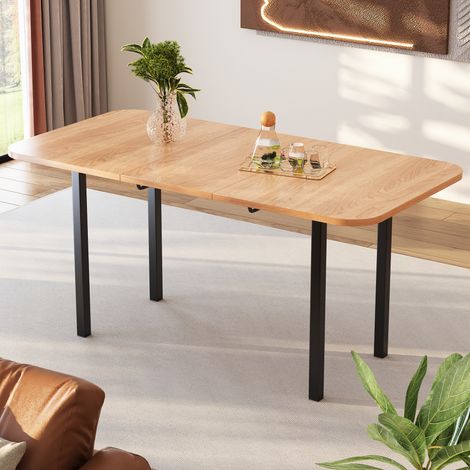 Table à manger extensible en MDF - 120/160 x 80 cm - adaptée pour 4 à 6 personnes - Naturel (1/5)