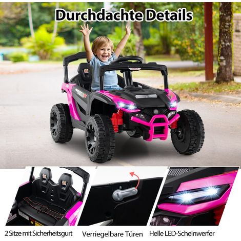 Voiture électrique pour enfants 12 V avec télécommande, camion UTV électrique, voiture d'enfant, véhicule pour enfants - rose (1/5)