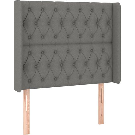 Testiera letto accessorio cameretta mobile imbottito con bordo laterale 93 x 16 x 118/128 cm tessuto grigio scuro TDL0204871