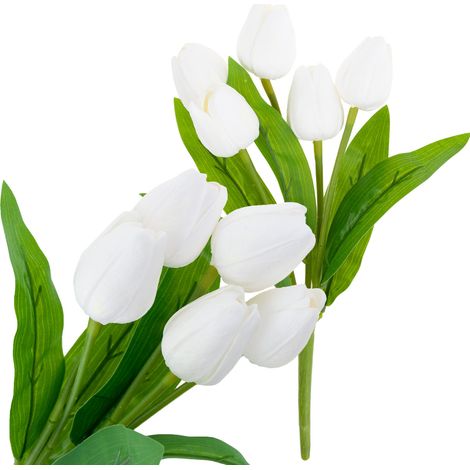 CV26805-2 RAMO DE TULIPÁN BLANCOS, HERMOSOS COMO LA VIDA, DE ESPUMA ARTIFICIAL