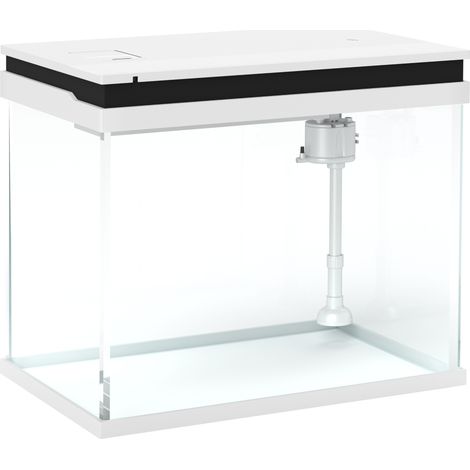 Acuario de vidrio de 41 L con sistema de filtración, luces LED y bomba de agua, blanco MODENUIT (1/5)
