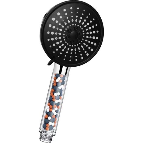 Pommeau de douche filtrant 5 modes réglables, haute pression, ions négatifs, adoucisseur d'eau dure, élimination du chlore, purificateur à billes minérales, pommeau de douche à main pour peaux sèches (1/5)