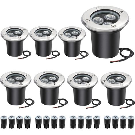 APEX Spots LED encastrables au sol, éclairage de chemin, blanc chaud, IP67, 24 V CC, éclairage paysager extérieur pour jardin (lot de 8) (1/5)