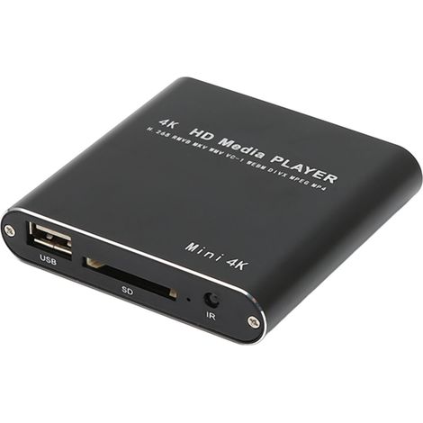 Lecteur vidéo HD 4K haute résolution, mini lecteur multimédia en streaming pour interface multimédia HD, cartes mémoire AV et USB, prise UE 100-240 V (1/5)