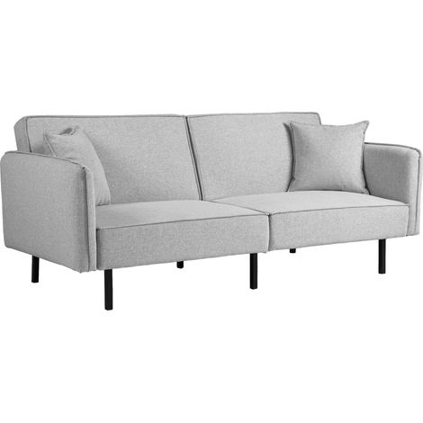 Canapé convertible 3 places gris clair, canapé-lit clic-clac 195x89x87 cm, avec 2 coussins, meuble gain de place pour salon ou chambre. (1/5)