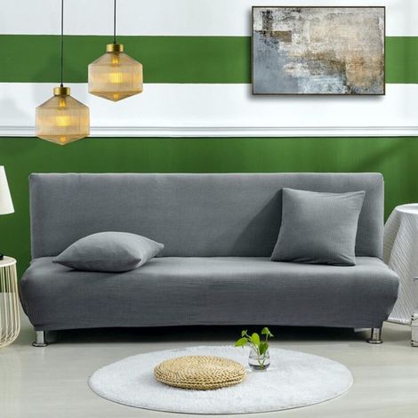Bardusch-Housse imperméable extensible pour canapé-lit futon pliant 2-3 places sans accoudoirs, dark grey, taille S (1/5)