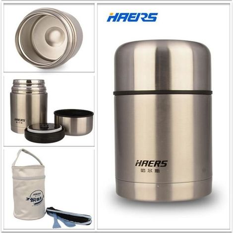 HAERS pot isotherme en acier inox de 600ml sac isotherme alimentaire conteneur vide Lunch Box Thermos (1/4)