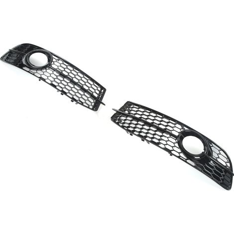 grilles de feux antibrouillard avant gauche et droite, style maille, noir brillant, de remplacement pour Audi A6 et C6 (2008-2011) (1/5)