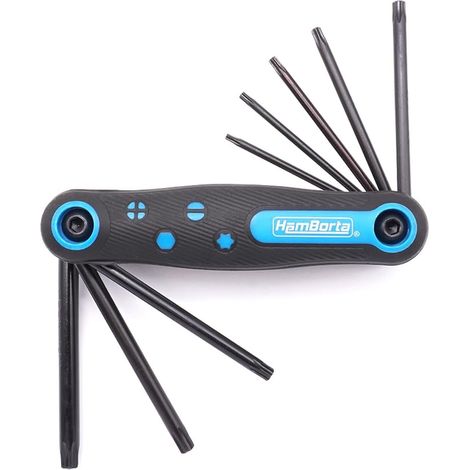 Key Set with Torx Keys T9 to T40, Folding Torx Allen Keys with Holes T9, T10, T15, T20, T25, T27, T30 and T40 (1/4)