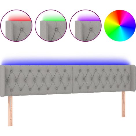 Maison Exclusive - Cabecero con LED de tela gris claro 203x16x78/ (1/5)