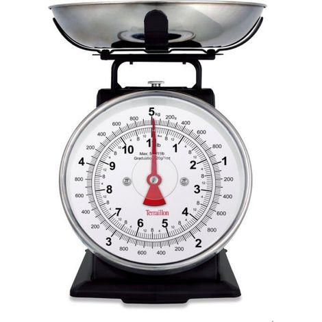 Balance de cuisine mécanique - - TRAD 500 Noir - Portée 5 Kg - Style rétro - Bol 1 L (1/5)