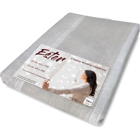 PAIRE DE RIDEAUX EN VERRE ESTHER BEIGE de grandes Cm. 60 PAIRE (2 CHIFFONS) CM. 60 X 150 MILLIMÈTRE (1/5)