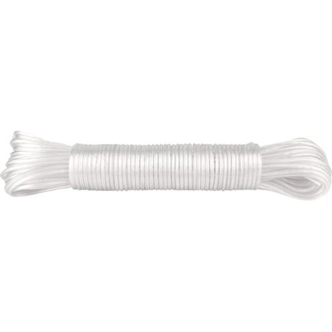 Corde à Linge Cristal indéchirable de 20 m pour la Maison, Le Jardin et Le Camping – Corde à Linge Robuste en Polyester et revêtement Plastique, Blanc Transparent (1/5)