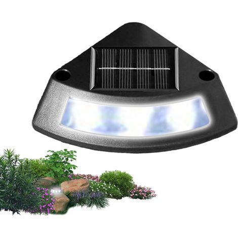 Solar Deck Step Lights - Waterproof Outdoor LED Lighting 6500K Bright IP65 Weatherproof Solar Powered Step Lamps for Yard, House, Balcony, Pathway or Driveway, 4.49x2.91x1.18in (1/5)