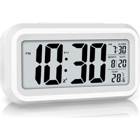 Digitaler Reisewecker, geräuschloses LED-Display für Kinder und Erwachsene, Temperaturkalender, Nachtlicht mit Schlummerfunktion (1/5)