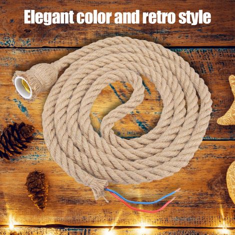 Plafonnier Suspendu en Corde de Chanvre Vintage 1 Tête 1,5m pour Salon Chambre Hôtel Café Style Rustique Déco Intérieure (1/4)