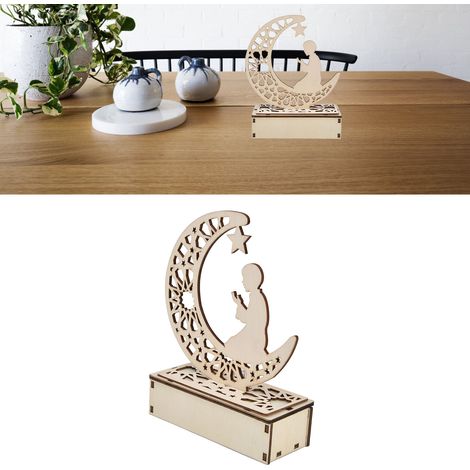 Lampe Ramadan Mubarak Moon Boxwood Durable Night Light Eid Crafts Eye Catching (1/5)