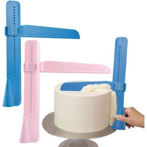 Spatola per glassa, raschietto per torte, lisciaglassa, livellatore e lisciatore, spatola da cucina regolabile per mousse, formaggio, torta alla crema, 9,25 x 8,07 pollici (1/5)