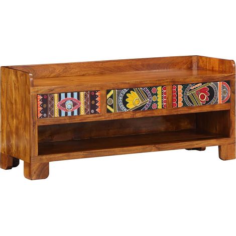 Banc à chaussures - Meuble à chaussures avec tiroir Marron miel 100 x 35 x 45 cm fr25277 (1/5)