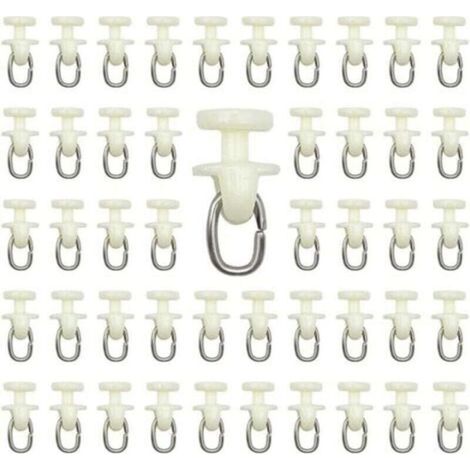 100 pièces Rouleaux de Rail de Rideau-(Blanc) Rail intérieur Crochet de Rideau Rail Glisseur Rail,Rideau Poulie à Rideaux en Plastique (1/4)
