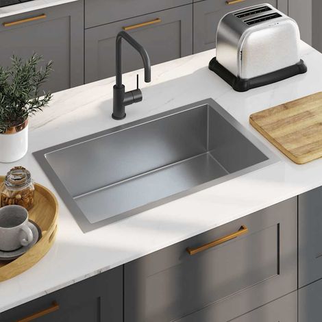 vidaXL Évier de cuisine fait main Acier inoxydable (1/5)