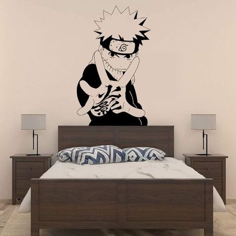 Wandaufkleber im Anime-Stil, japanische Comic-Motive zur Dekoration, selbstklebende Wandaufkleber mit Naruto-Cartoonfiguren