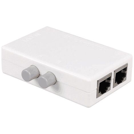 RJ45 commutateur Sélecteur de Splitter, 2 ports réseau commutateur Sélecteur de Splitter hub) 1-Out ou 1 entrée 2-out 100 m T 2 voies RJ45 Ethernet réseau Sinloon Push Button Métal Mini Switch Box